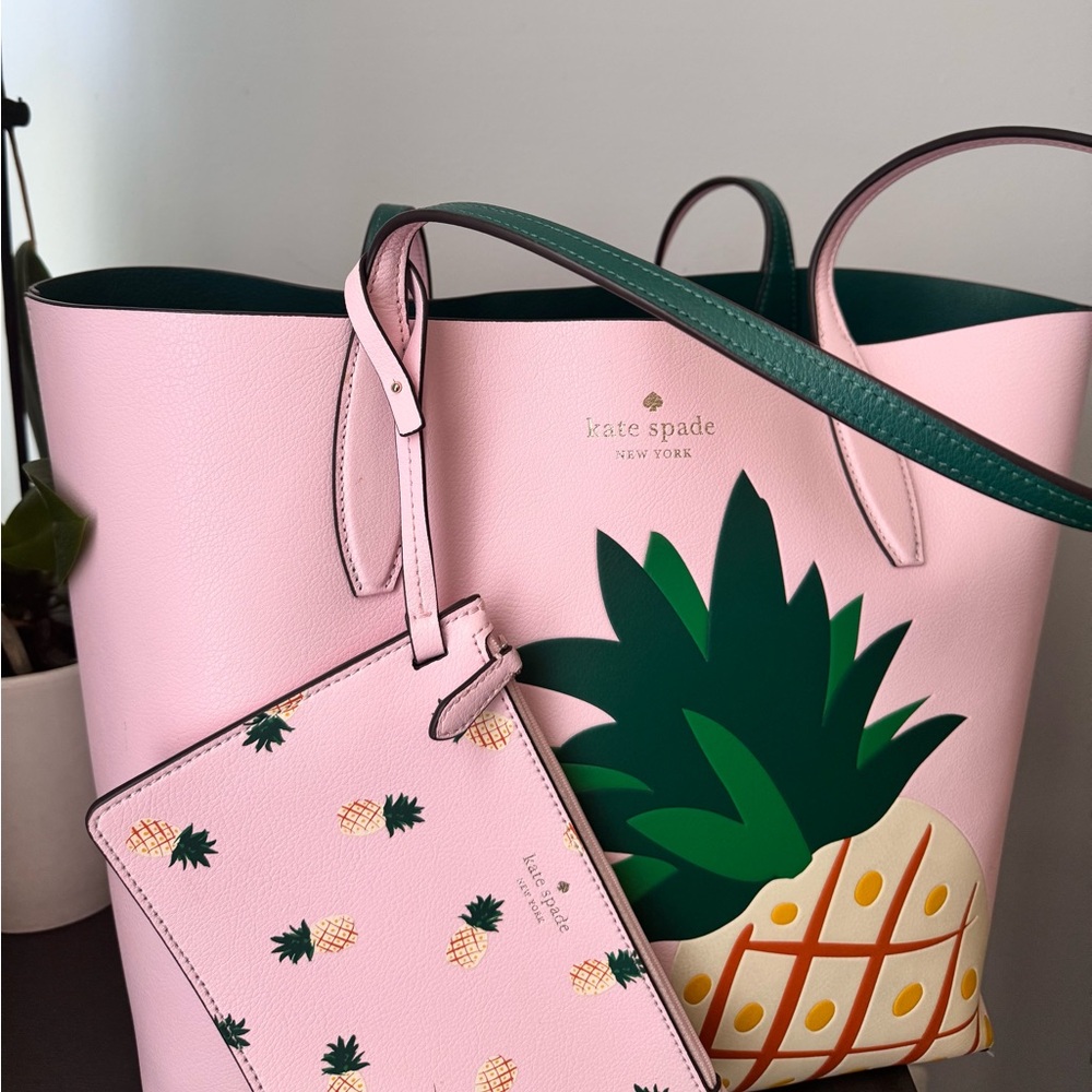 Kate Spade Pink and Green Pineapple Tote